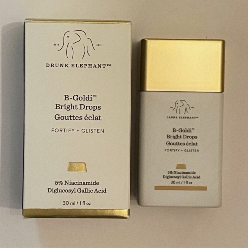 New Drunk Elephant B-Goldi Bright Drops - Gold and White